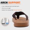 imageKuaiLu Mens Flip Flops Arch Support Comfortable Waterproof Open Toe Summer Beach Leather Thong Sandals Cushion Slip on SlippersKhaki
