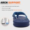 imageKuaiLu Mens Flip Flops Arch Support Comfortable Waterproof Open Toe Summer Beach Leather Thong Sandals Cushion Slip on SlippersPublue