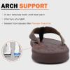 imageKuaiLu Mens Flip Flops Arch Support Comfortable Waterproof Open Toe Summer Beach Leather Thong Sandals Cushion Slip on SlippersPubrown