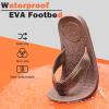 imageKuaiLu Mens Flip Flops Arch Support Comfortable Waterproof Open Toe Summer Beach Leather Thong Sandals Cushion Slip on SlippersPubrown