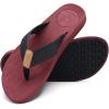 imageKuaiLu Mens Flip Flops Arch Support Comfortable Waterproof Open Toe Summer Beach Leather Thong Sandals Cushion Slip on SlippersWine