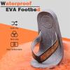 imageKuaiLu Mens Flip Flops Arch Support Comfortable Waterproof Open Toe Summer Beach Leather Thong Sandals Cushion Slip on SlippersWoodlike Grey
