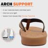 imageKuaiLu Mens Flip Flops Arch Support Comfortable Waterproof Open Toe Summer Beach Leather Thong Sandals Cushion Slip on SlippersWoodlike Khaki