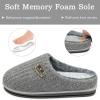 imageKuaiLu Mens Slippers Orthopedic Memory Foam Slippers for Men Fashion Casual Woolblend Stripe Knitted with Warm Sherpa Plush Lining Winter Mens Mule Scuff Nonslip House Slippers Pantuflas para Hombres Size 714Grey