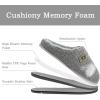 imageKuaiLu Mens Slippers Orthopedic Memory Foam Slippers for Men Fashion Casual Woolblend Stripe Knitted with Warm Sherpa Plush Lining Winter Mens Mule Scuff Nonslip House Slippers Pantuflas para Hombres Size 714Grey