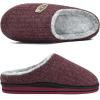 imageKuaiLu Mens Slippers Orthopedic Memory Foam Slippers for Men Fashion Casual Woolblend Stripe Knitted with Warm Sherpa Plush Lining Winter Mens Mule Scuff Nonslip House Slippers Pantuflas para Hombres Size 714Red