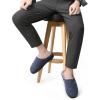 imageKuaiLu Mens Slippers Orthopedic Memory Foam Slippers for Men Fashion Casual Woolblend Stripe Knitted with Warm Sherpa Plush Lining Winter Mens Mule Scuff Nonslip House Slippers Pantuflas para Hombres Size 714Blue