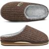imageKuaiLu Mens Slippers Orthopedic Memory Foam Slippers for Men Fashion Casual Woolblend Stripe Knitted with Warm Sherpa Plush Lining Winter Mens Mule Scuff Nonslip House Slippers Pantuflas para Hombres Size 714Brown