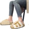 imageKuaiLu Womens Orthotic Slippers With Arch Support Soft Cushion Sandal Slippers for Woman Ladies Fashion Open Toe Faux Fur Platform Slipper Indoor Outdoor Size 612Plush Beige