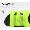 imageKuaiLu Womens Orthotic Slippers With Arch Support Soft Cushion Sandal Slippers for Woman Ladies Fashion Open Toe Faux Fur Platform Slipper Indoor Outdoor Size 612Fashion Green