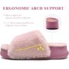 imageKuaiLu Womens Orthotic Slippers With Arch Support Soft Cushion Sandal Slippers for Woman Ladies Fashion Open Toe Faux Fur Platform Slipper Indoor Outdoor Size 612Plush Pink