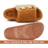 imageKuaiLu Womens Orthotic Slippers With Arch Support Soft Cushion Sandal Slippers for Woman Ladies Fashion Open Toe Faux Fur Platform Slipper Indoor Outdoor Size 612Plush Khaki