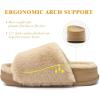 imageKuaiLu Womens Orthotic Slippers With Arch Support Soft Cushion Sandal Slippers for Woman Ladies Fashion Open Toe Faux Fur Platform Slipper Indoor Outdoor Size 612Plush Beige
