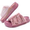 imageKuaiLu Womens Orthotic Slippers With Arch Support Soft Cushion Sandal Slippers for Woman Ladies Fashion Open Toe Faux Fur Platform Slipper Indoor Outdoor Size 612Lovely Pink Tip Dyeing