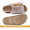 imageKuaiLu Womens Orthotic Slippers With Arch Support Soft Cushion Sandal Slippers for Woman Ladies Fashion Open Toe Faux Fur Platform Slipper Indoor Outdoor Size 612Camel Brown Tip Dyeing