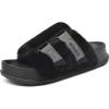 imageKuaiLu Womens Orthotic Slippers With Arch Support Soft Cushion Sandal Slippers for Woman Ladies Fashion Open Toe Faux Fur Platform Slipper Indoor Outdoor Size 612Black