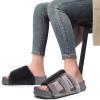 imageKuaiLu Womens Orthotic Slippers With Arch Support Soft Cushion Sandal Slippers for Woman Ladies Fashion Open Toe Faux Fur Platform Slipper Indoor Outdoor Size 612Grey