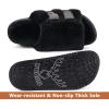 imageKuaiLu Womens Orthotic Slippers With Arch Support Soft Cushion Sandal Slippers for Woman Ladies Fashion Open Toe Faux Fur Platform Slipper Indoor Outdoor Size 612Plush Black