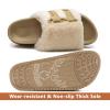 imageKuaiLu Womens Orthotic Slippers With Arch Support Soft Cushion Sandal Slippers for Woman Ladies Fashion Open Toe Faux Fur Platform Slipper Indoor Outdoor Size 612Beige White
