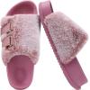 imageKuaiLu Womens Orthotic Slippers With Arch Support Soft Cushion Sandal Slippers for Woman Ladies Fashion Open Toe Faux Fur Platform Slipper Indoor Outdoor Size 612Lovely Pink Tip Dyeing