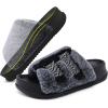 imageKuaiLu Womens Orthotic Slippers With Arch Support Soft Cushion Sandal Slippers for Woman Ladies Fashion Open Toe Faux Fur Platform Slipper Indoor Outdoor Size 612Vogue Black Tip Dyeing