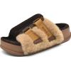 imageKuaiLu Womens Orthotic Slippers With Arch Support Soft Cushion Sandal Slippers for Woman Ladies Fashion Open Toe Faux Fur Platform Slipper Indoor Outdoor Size 612Plush Brown