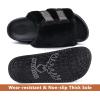 imageKuaiLu Womens Orthotic Slippers With Arch Support Soft Cushion Sandal Slippers for Woman Ladies Fashion Open Toe Faux Fur Platform Slipper Indoor Outdoor Size 612Black