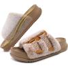 imageKuaiLu Womens Orthotic Slippers With Arch Support Soft Cushion Sandal Slippers for Woman Ladies Fashion Open Toe Faux Fur Platform Slipper Indoor Outdoor Size 612Camel Brown Tip Dyeing