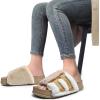 imageKuaiLu Womens Orthotic Slippers With Arch Support Soft Cushion Sandal Slippers for Woman Ladies Fashion Open Toe Faux Fur Platform Slipper Indoor Outdoor Size 612Beige White