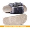 imageKuaiLu Womens Orthotic Slippers With Arch Support Soft Cushion Sandal Slippers for Woman Ladies Fashion Open Toe Faux Fur Platform Slipper Indoor Outdoor Size 612White Black Tip Dyeing