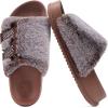 imageKuaiLu Womens Orthotic Slippers With Arch Support Soft Cushion Sandal Slippers for Woman Ladies Fashion Open Toe Faux Fur Platform Slipper Indoor Outdoor Size 612Coffee Brown Tip Dyeing