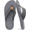 imageKuaiLu Mens Flip Flops Arch Support Comfortable Waterproof Open Toe Summer Beach Leather Thong Sandals Cushion Slip on SlippersGrey