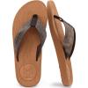 imageKuaiLu Mens Flip Flops Arch Support Comfortable Waterproof Open Toe Summer Beach Leather Thong Sandals Cushion Slip on SlippersPukhaki