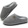 imageKuaiLu Mens Slippers Orthopedic Memory Foam Slippers for Men Fashion Casual Woolblend Stripe Knitted with Warm Sherpa Plush Lining Winter Mens Mule Scuff Nonslip House Slippers Pantuflas para Hombres Size 714Grey