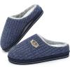 imageKuaiLu Mens Slippers Orthopedic Memory Foam Slippers for Men Fashion Casual Woolblend Stripe Knitted with Warm Sherpa Plush Lining Winter Mens Mule Scuff Nonslip House Slippers Pantuflas para Hombres Size 714Blue