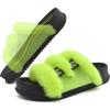 imageKuaiLu Womens Orthotic Slippers With Arch Support Soft Cushion Sandal Slippers for Woman Ladies Fashion Open Toe Faux Fur Platform Slipper Indoor Outdoor Size 612Fashion Green