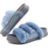 imageKuaiLu Womens Orthotic Slippers With Arch Support Soft Cushion Sandal Slippers for Woman Ladies Fashion Open Toe Faux Fur Platform Slipper Indoor Outdoor Size 612Fashion Blue