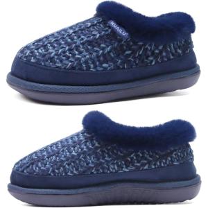 imageKuaiLu House Slippers for Women Comfortable Memory Foam Plaid Slipper Ladies Warm Fuzzy Plush Fur Lined Winter Home Shoes Orthotic Plantar Fasciitis Arch Support Indoor OutdoorBluego One Size Up