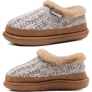 imageKuaiLu House Slippers for Women Comfortable Memory Foam Plaid Slipper Ladies Warm Fuzzy Plush Fur Lined Winter Home Shoes Orthotic Plantar Fasciitis Arch Support Indoor OutdoorBrowngo One Size Up