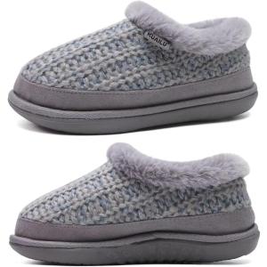 imageKuaiLu House Slippers for Women Comfortable Memory Foam Plaid Slipper Ladies Warm Fuzzy Plush Fur Lined Winter Home Shoes Orthotic Plantar Fasciitis Arch Support Indoor OutdoorGreygo One Size Up