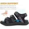 imageKuaiLu Mens Hiking Sandals with Arch Support Orthopedic Walking Recovery Sandals for Plantar Fasciitis Open Toe Summer Athletic Sport Comfortable Cushion Breathable Outdoor Water Sandals Size713Black