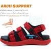 imageKuaiLu Mens Hiking Sandals with Arch Support Orthopedic Walking Recovery Sandals for Plantar Fasciitis Open Toe Summer Athletic Sport Comfortable Cushion Breathable Outdoor Water Sandals Size713Red Black