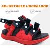 imageKuaiLu Mens Hiking Sandals with Arch Support Orthopedic Walking Recovery Sandals for Plantar Fasciitis Open Toe Summer Athletic Sport Comfortable Cushion Breathable Outdoor Water Sandals Size713Red Black