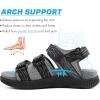 imageKuaiLu Mens Hiking Sandals with Arch Support Orthopedic Walking Recovery Sandals for Plantar Fasciitis Open Toe Summer Athletic Sport Comfortable Cushion Breathable Outdoor Water Sandals Size713Grey Black