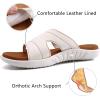imageKuaiLu Womens Fashion Orthotic Slides Ladies Lightweight Athletic Yoga Mat Sandals Slip On Thick Cushion Slippers Sandals With Comfortable Plantar Fasciitis Arch SupportWhite Khaki