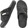 imageKuaiLu Womens Fashion Orthotic Slides Ladies Lightweight Athletic Yoga Mat Sandals Slip On Thick Cushion Slippers Sandals With Comfortable Plantar Fasciitis Arch SupportBlack