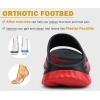 imageKuaiLu Womens Recovery Sandals With Comfortable Plantar Fasciitis SupportLadies Orthotic Open Toe Sport Slides Thick Cushion Reduces Stress on FeetJoints ampamp Back PostExerciseBlackRed