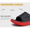 imageKuaiLu Womens Recovery Sandals With Comfortable Plantar Fasciitis SupportLadies Orthotic Open Toe Sport Slides Thick Cushion Reduces Stress on FeetJoints ampamp Back PostExerciseBlackRed