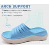 imageKuaiLu Womens Recovery Sandals With Comfortable Plantar Fasciitis SupportLadies Orthotic Open Toe Sport Slides Thick Cushion Reduces Stress on FeetJoints ampamp Back PostExerciseBlue White