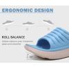 imageKuaiLu Womens Recovery Sandals With Comfortable Plantar Fasciitis SupportLadies Orthotic Open Toe Sport Slides Thick Cushion Reduces Stress on FeetJoints ampamp Back PostExerciseBlue White